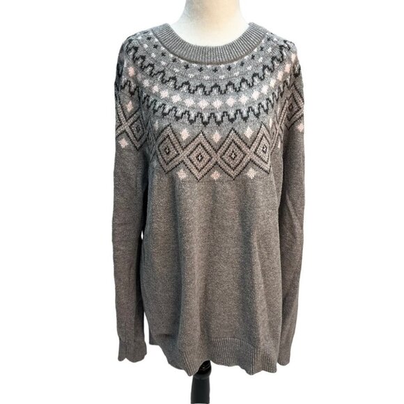 𝅺stormpack Sunice Cotton Blend Fair Isle Grey Sweater Size XXL - Picture 3 of 10